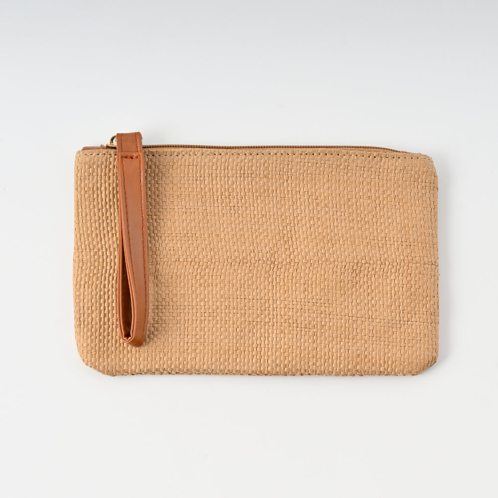 K&Co Sorrento Straw Zip Pouch - NATURAL
